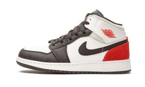 Air Jordan 1 Mid SE White Black Red Spruce (GS)