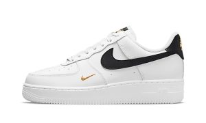 Nike Air Force 1 Low '07 Essential White Black Gold Mini Swoosh (Women's)