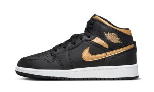 Jordan 1 Mid 'Black Metallic Gold Swoosh' (GS)