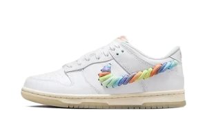 Nike Dunk Low SE 'Rainbow Lace Swoosh White' (GS)