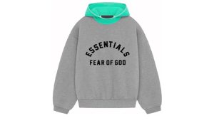 Fear of God Essentials Nylon Fleece Hoodie Dark Heather Oatmeal/Mint Leaf