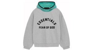 Fear of God Essentials Nylon Fleece Hoodie Light Heather Grey/Mint Leaf