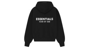 Fear of God Essentials Classic Full Zip-Up Hoodie Jet Black - Image 2
