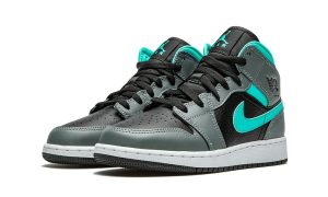 Jordan 1 Mid Grey Aqua (GS) – Bild 2