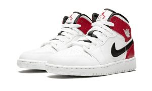 Air Jordan 1 Mid White Black Gym Red (GS) - Image 2