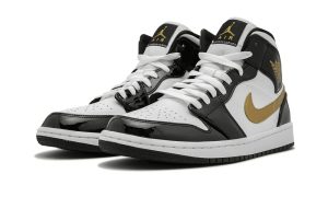 Jordan 1 Mid Patent Black White Gold - Image 2