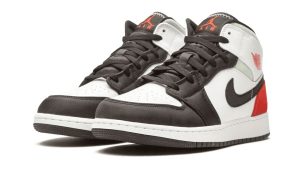 Air Jordan 1 Mid SE White Black Red Spruce (GS) - Image 2