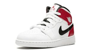 Air Jordan 1 Mid White Black Gym Red (GS) - Image 4