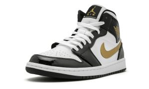 Jordan 1 Mid Patent Black White Gold - Image 4