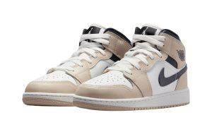 Jordan 1 Mid White Off Noir Rattan (GS) - Imagen 4